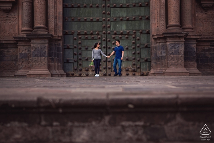 Photo by: <a href="https://www.wpja.com/photos/diamond-award-top-wedding-engagement-photographer/2465171">Brenda Bravo - Pembroke Pines Florida Cusco, Peru Engagement Photography Session with a Couple in Cusco, Peru in front of the Cathedral in the Plaza of Arms