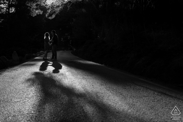 Photo by: <a href="https://www.wpja.com/photos/diamond-award-top-wedding-engagement-photographer/2475726">Miguel Onieva - Madrid Madrid Cercedilla, Madrid (Spain) engagement session with backlighting couple in a road