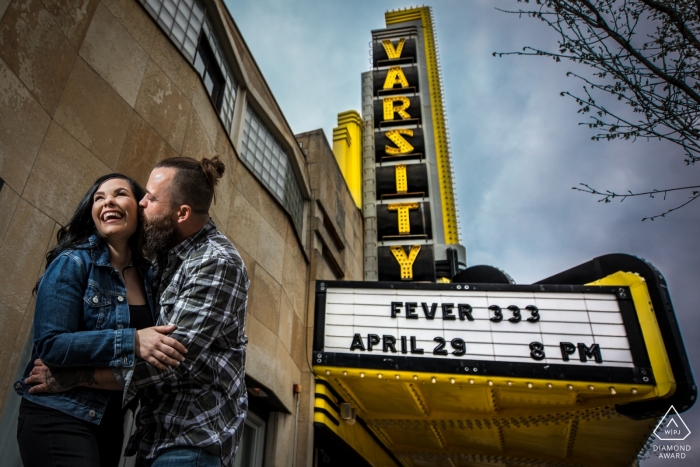 Photo by: <a href="https://www.wpja.com/photos/diamond-award-top-wedding-engagement-photographer/2476306">Penny McCoy - Columbia Heights Minnesota Engaged Couple Portrait at Varsity Theater, Minneapolis