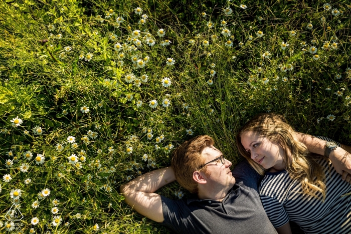 Brno Portrait of a Couple on the blooming meadow 