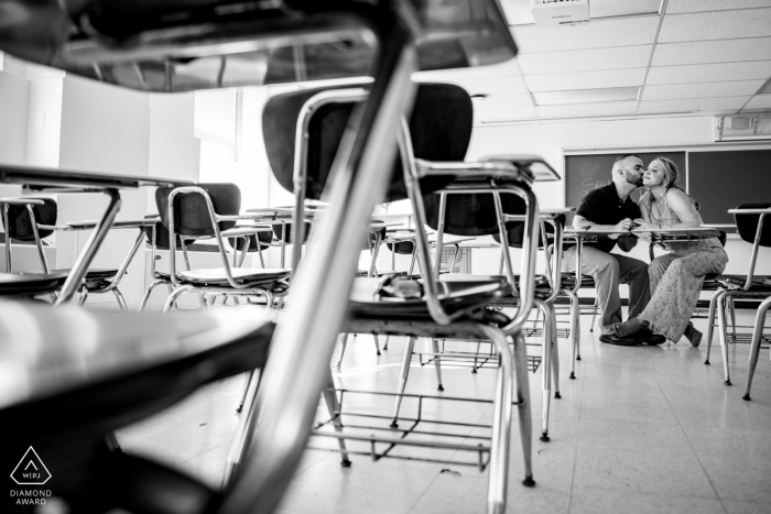 West Chester University 	Engagement Portrait - They met in this classroom and fell in love 