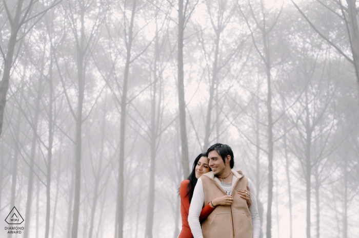 Cartago, Costa Rica Engagement Shoot - Photographer Found some foggy woods to cuddle 