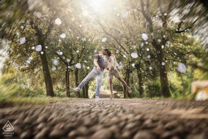 This engagement session that took place at a Vincenza city park was captured by a Venice engagement photographer 