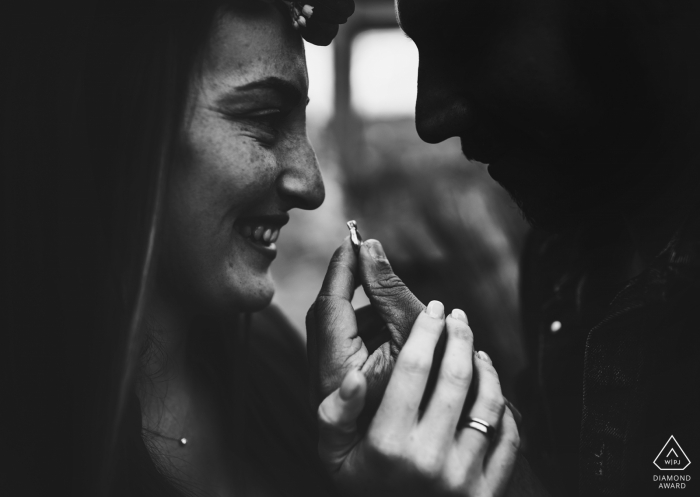 Ceparana Love engagement photoshoot in black and white