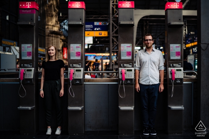 Germany Engagement Portrait Session at Main Station Frankfurt 	