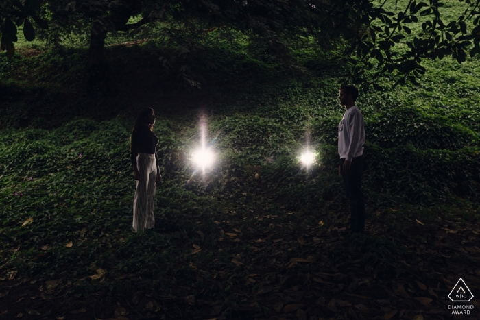 Photo by: <a href="https://www.wpja.com/photos/diamond-award-top-wedding-engagement-photographer/2524046">Desyree Valdiviezo - Lima Lima Lima, Peru engagement shoot with couple at night with lights