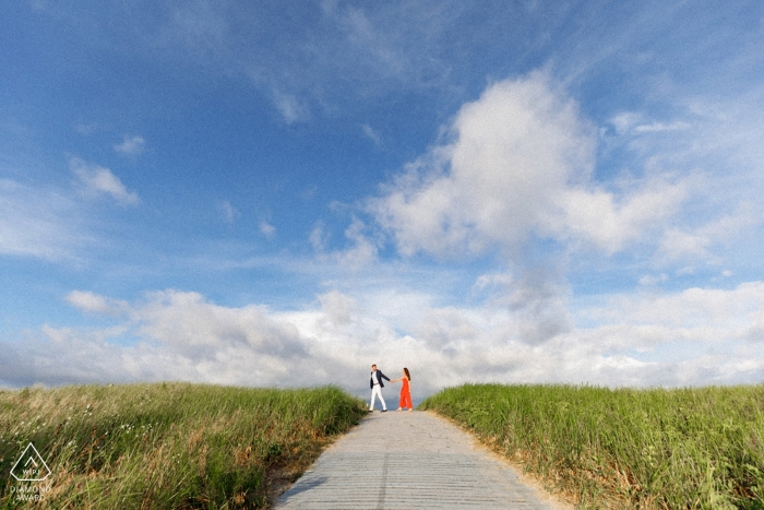 Photo by: <a href="https://www.wpja.com/photos/diamond-award-top-wedding-engagement-photographer/2538306">Alex Paul - Boston Massachusetts Cape Cod, MA Engagement Photographer - wide portrait of the soon to be bride and groom