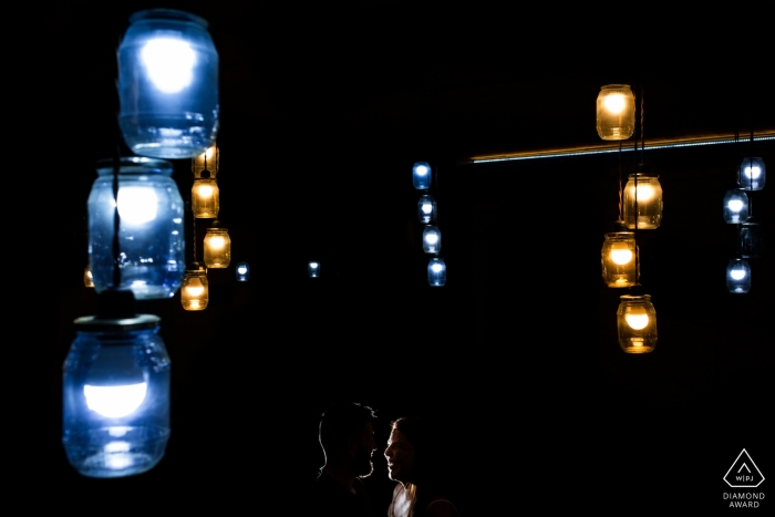 Toledo, Castilla-La Mancha (Spain) Pre Wedding Photo shoot with atistic jars - universe with couple shilouette 