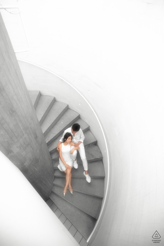 Photo by: <a href="https://www.wpja.com/photos/diamond-award-top-wedding-engagement-photographer/2546832">Xiaoye Sun - Beijing Beijing Pre-Wedding Engaged Portrait Session on Stairs