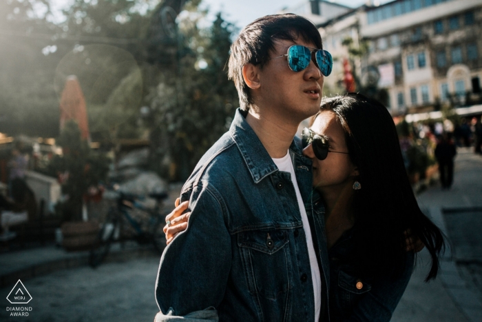 Walking around in İstanbul during a pre-wedding photo session.