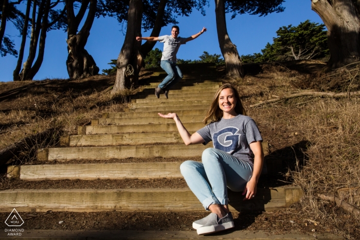 San Francisco Humorous Engagement Portraits 