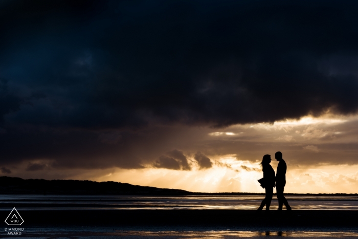 Engagement Portrait from Texel the Netherlands - Silhouette at sunset 