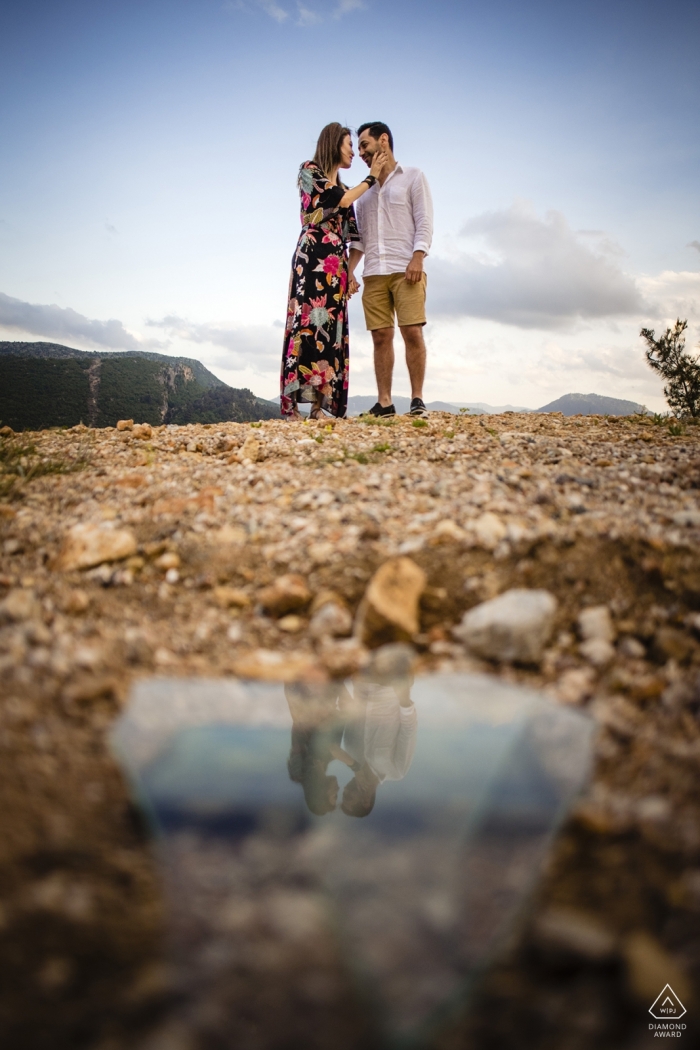 Engagement Photography for mersin turkey with a broken glass reflection on the bride Engagement Photography for mersin turkey - a broken glass reflection on the bride