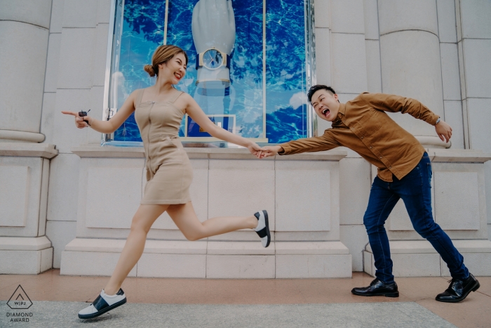 Engagement Photos from Saigon, Vietnam - Couple was playing.