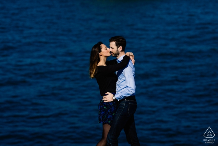 Photo by: <a href="https://www.wpja.com/photos/diamond-award-top-wedding-engagement-photographer/2554778">Sylvain Garderes - Beost Biarritz, France Couple at the Atlantic Ocean for Engagement Portraits by the Sea