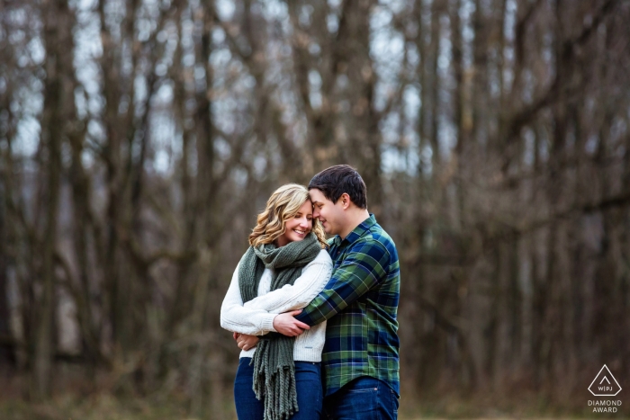 Frenchtown, New Jersey winter engagement session in the bare trees