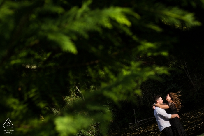 Photo by: <a href="https://www.wpja.com/photos/diamond-award-top-wedding-engagement-photographer/2559943">Miguel Onieva - Madrid Madrid Arnadelo, Ponferrada (Spain) — Pre wedding portraits of a couple with tree with hair in the air