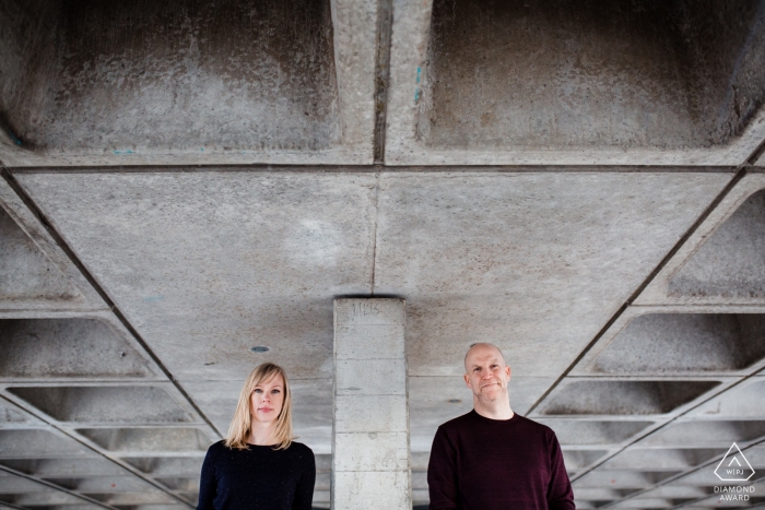 South Bank, London Symmetry and love pictures for engaged couple