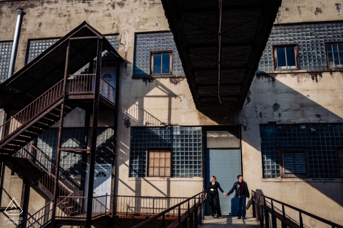 Photo by: <a href="https://www.wpja.com/photos/diamond-award-top-wedding-engagement-photographer/2565374">Kathleen Ricker - Linthicum Heights Maryland Baltimore City Engagement | Industrial Photo Session with a young couple getting married.