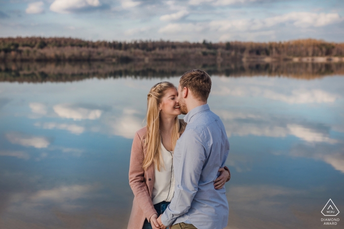 Haltern am See wedding and pre-wedding photography - Couple with blue in the sky 