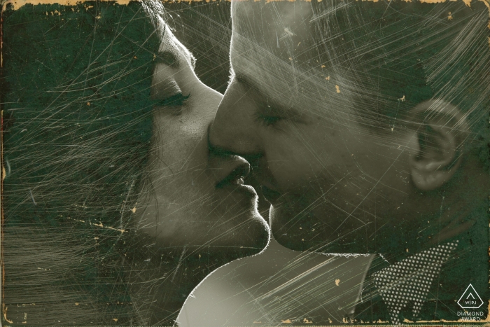Engagement Photo Session in Vittel, FR with a Strict vintage portrait Engagement Photo Session - Image contains: Vittel, FR Strict vintage portrait