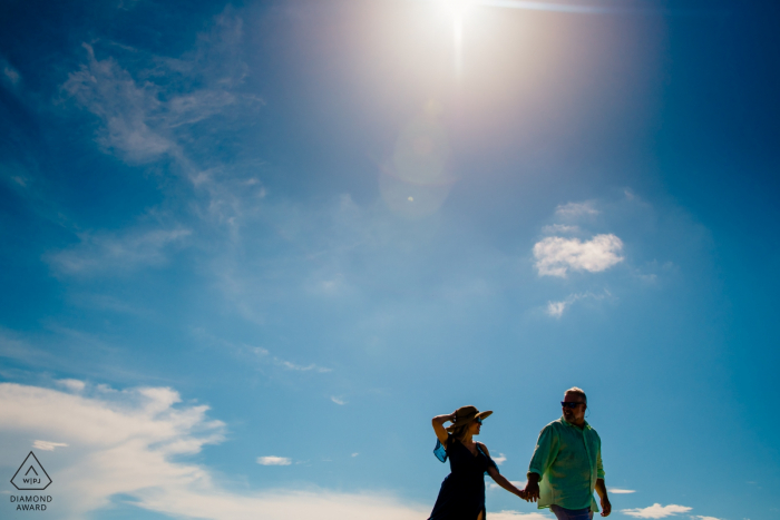 Fort Jefferson, Dry Tortugas National Park engagement photographer: We had a blue bird sky day, and I wanted to create a cool landscape of the feel of our day. We were 70 miles from land, on an island. So I wanted to show the feel of floating