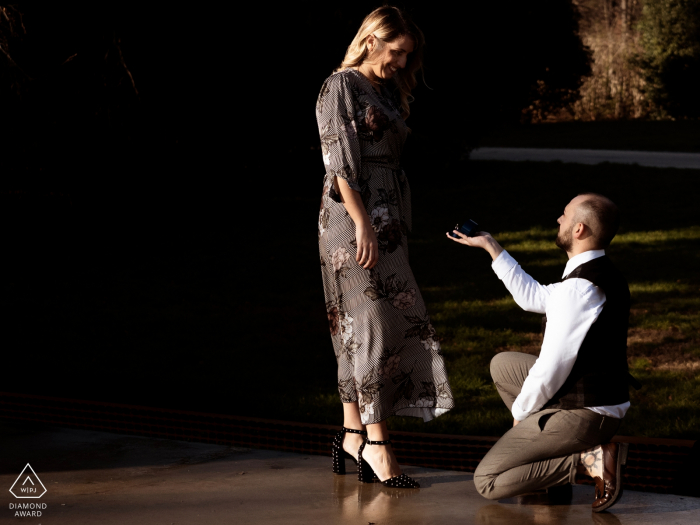 Milano, Italy engagement photo in of a couple in warm light and tones