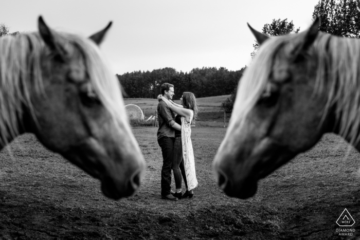 Edmonton, AB, Canada pre-wedding portrait session - horses and us