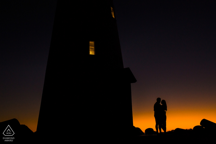 Santa Cruz Beach Engagement Picture with Lighthouse 