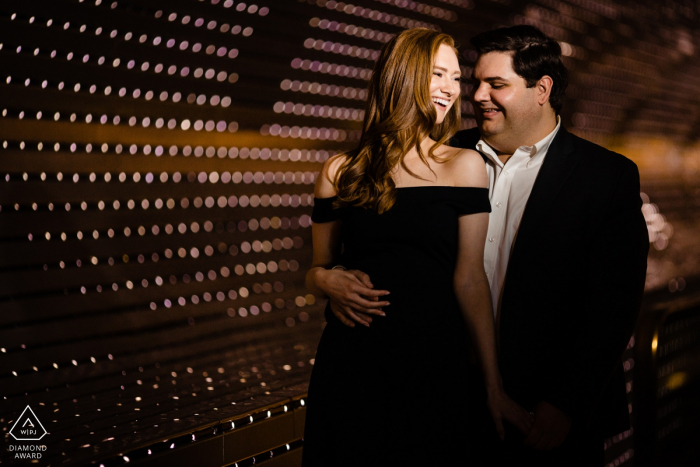 DC Engagement Photography - National Portrait Gallery - Beautiful couple and pretty lights 