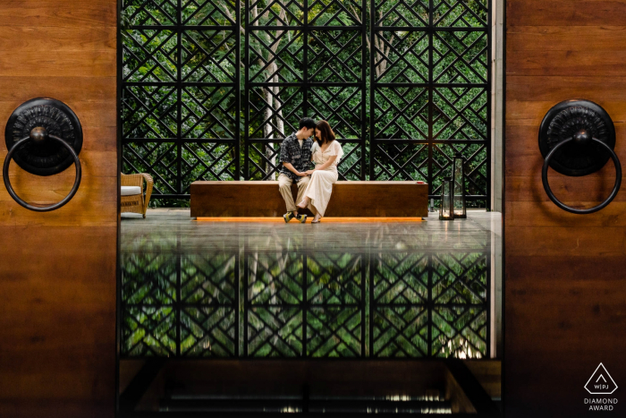 Rosewood Phuket Engagement Portrait Photographer | Couple Session on the Bench