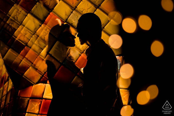 Portraits de fiançailles en salle de Hong Kong - Séance photo d'amour avec Bokeh