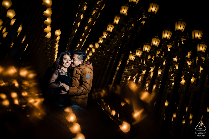 LACMA Museum Engagement Photo Session - Photographer: their first trip was here and 5 years later the came back for a professional session. 