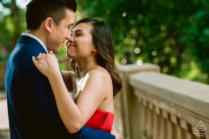 Couple having a loving moment near Downtown Portland