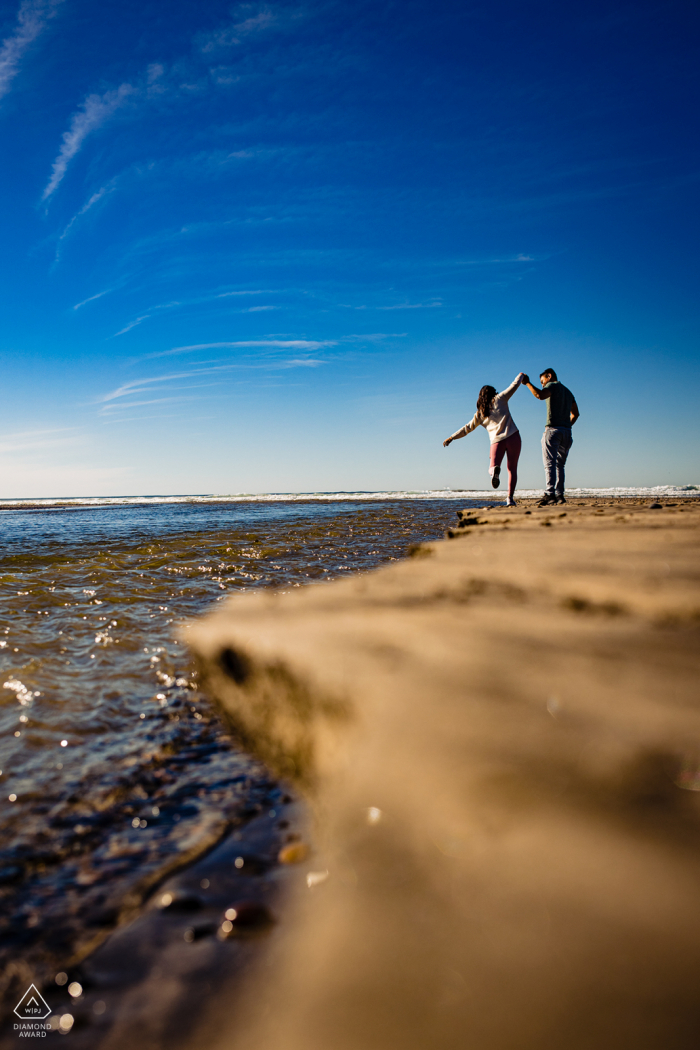 Southern California Walk on the Beach for Engagement Photo