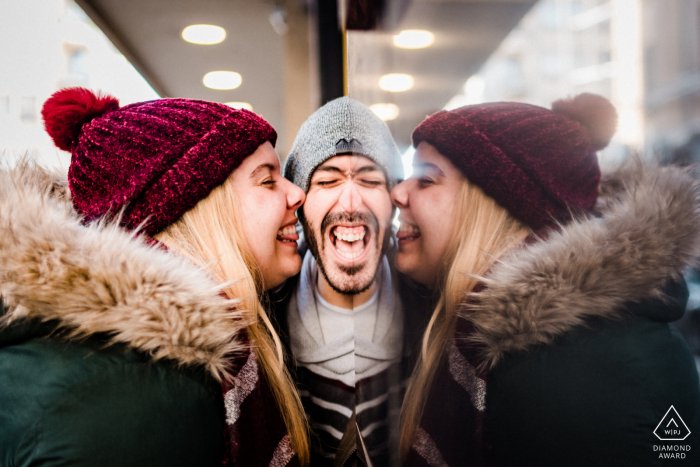 Scatto di riflessione pre matrimonio per i miei clienti - foto di fidanzamento Sofia-Bulgaria in inverno