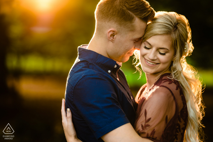 Hersey Gardens engagement photo session | Photographer "It was an overcast day so I used a full CTO gel behind the couple to help create a more bright and warm feel to it."