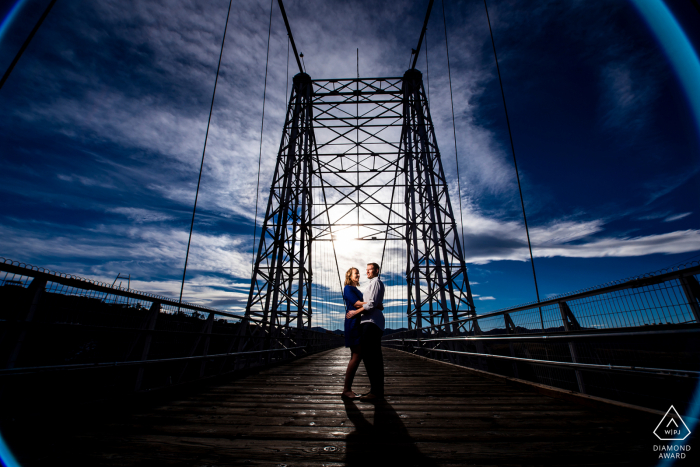 Photo by: <a href="https://www.wpja.com/photos/diamond-award-top-wedding-engagement-photographer/2580254">Jesse La Plante - Boulder Colorado Royal Gorge Bridge couple picture on bridge