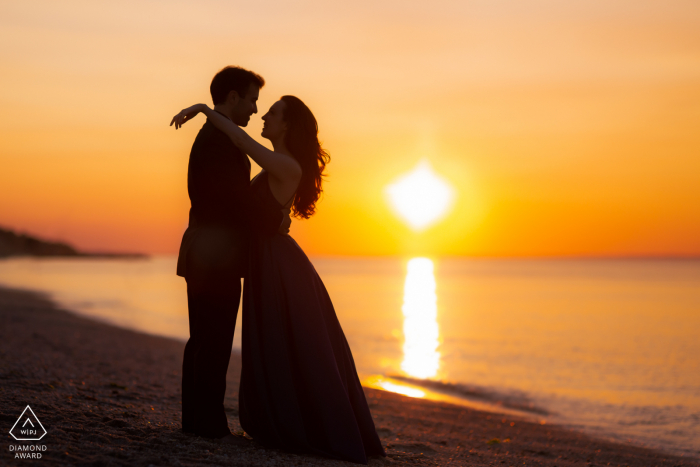 Session d'engagement du parc d'État de Sunken Meadow sous le coucher du soleil