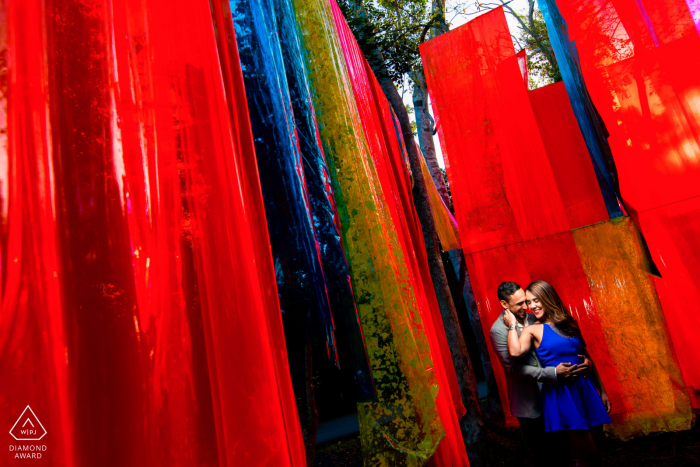 Puerto Rico Caribbean Couple Photographer: Using flash to pop couple between strong colors. 