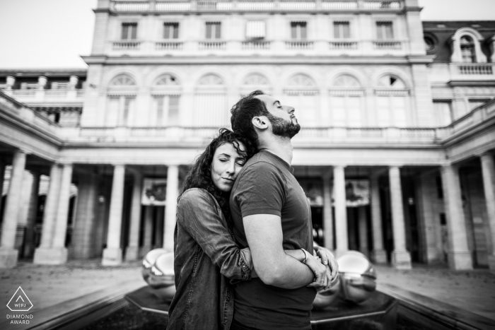 Photo by: <a href="https://www.wpja.com/photos/diamond-award-top-wedding-engagement-photographer/2580590">Karim Kheyar - Champigny Sur Marne Paris - Jardins du Palais Royal - Image of the couple engaged in introspection