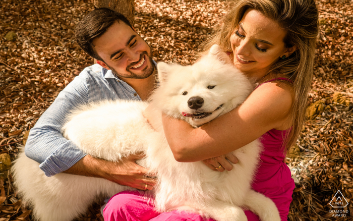 Photo by: <a href="https://www.wpja.com/photos/diamond-award-top-wedding-engagement-photographer/2580801">Monica Guimaraes - Maceió Alagoas Engaged Couple Session | Roteiro, Alagoas couple with love and dog