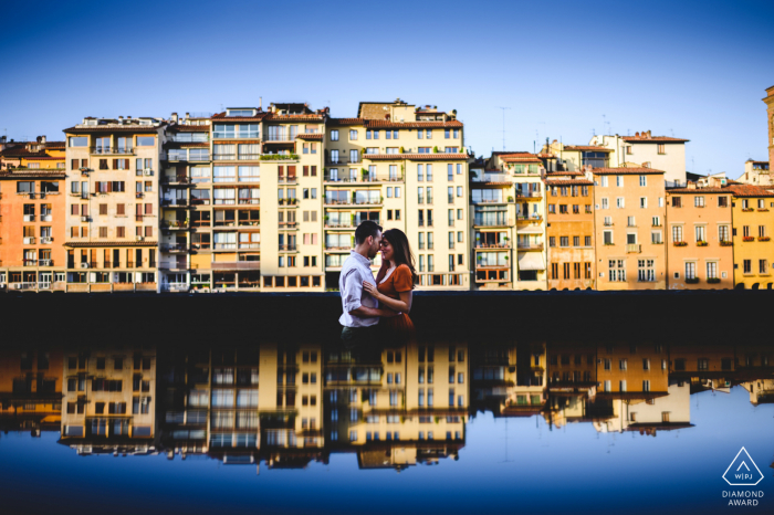 Engagement Session with city skyline Reflections Engagement Sessions | Florence Reflections