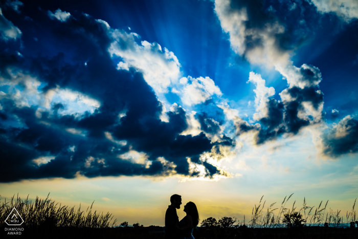 Civil War Battlefield Engagement Session with a cloud/sky Silhouette Engagement Photography | Gettysburg Battlefield Engagement Session Silhouette