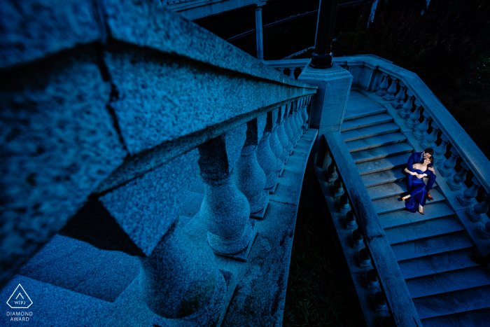 State Capitol Engagement Session in blue tones Engaged Couples Photography | Pennsylvania State Capitol Harrisburg Engagement Session