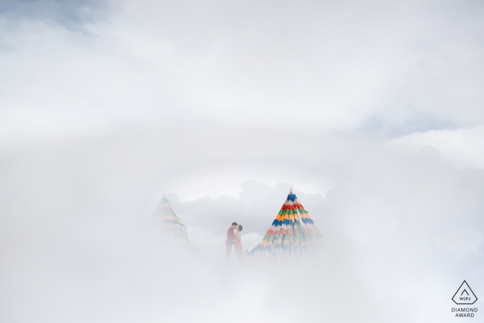 Engaged Couple Session | Cha Ka Saline Lake kiss in the sky