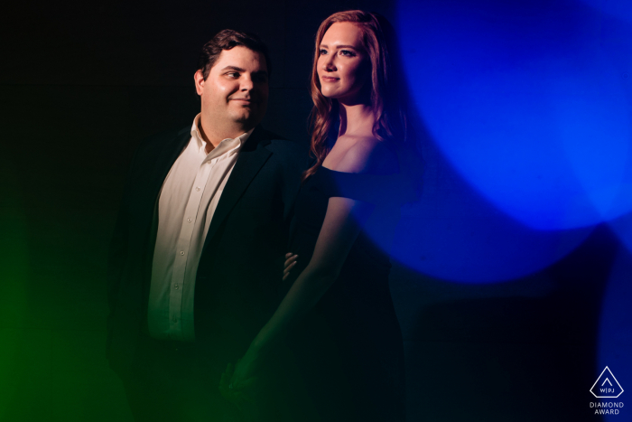 Engagement Photos | National Gallery of Art - Portrait of the couple with bokeh 