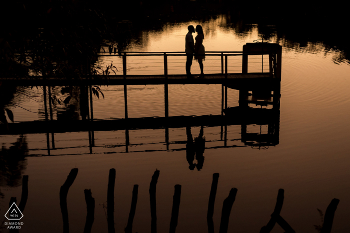 Pedra Azul, Espírito Santo, Brazil e-Session on a dock by the water at sunset