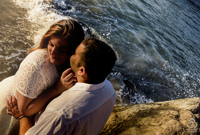 a prewedding Afternoon portrait session at the beach above the water Aguilas Spain prewedding Afternoon portrait session at the beach above the water