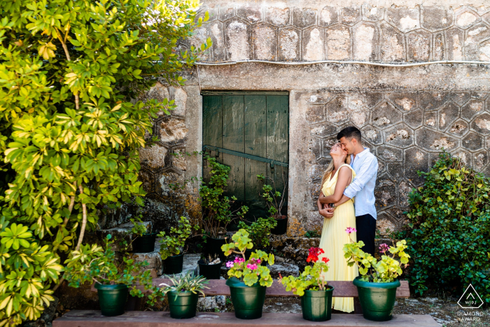 Smiles and hugs during a portrait shoot in the garden Smiles and hugs during a portrait shoot in Zakynthos, Greece